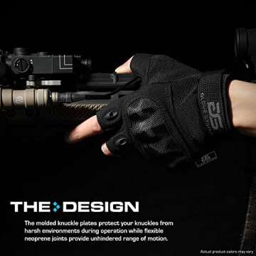 Glove Station- Fingerless Knuckle Tactical Gloves for Men - Motorcycle Gloves for Tactical Shooting,...