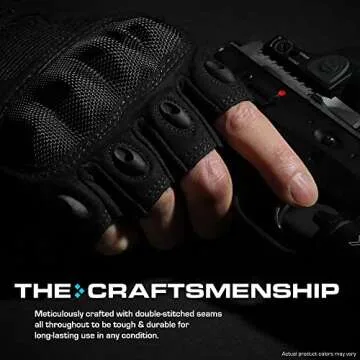 Glove Station- Fingerless Knuckle Tactical Gloves for Men - Motorcycle Gloves for Tactical Shooting, Airsoft, Hunting, Police Work and Hiking - Black/Medium
