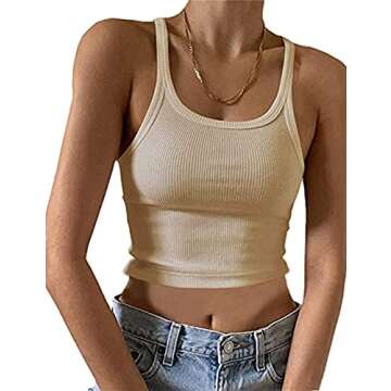 KAMISSY Women's Sleeveless Crop Tank Top Soft Stretchy Cotton