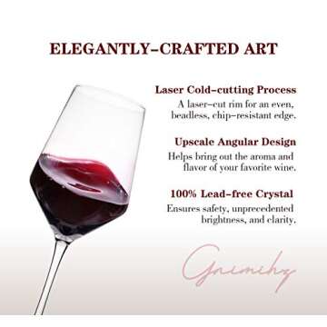 Gnimihz Wine Glasses Set of 4-15oz Wine Glass, Hand Blown Crystal Red Wine or White Wine Glass, Gift...
