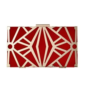 UBORSE Women Clutch Bag Velvet Purse Metal Vintage Evening Bag Hollow Wedding Party Handbag Red