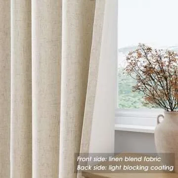 Beige Blackout Linen Curtains 90 inch Length 2 Panels for Living Room Oatmeal Pinch Pleated Black Out Drapes Farmhouse Rustic Room Darkening Window Curtain Panels Bedroom 90 inches Long
