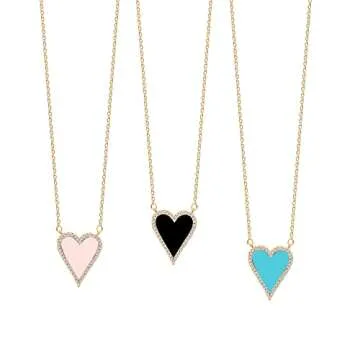 JINGDR Heart Necklace for Women Trendy Preppy Jewelry Gold Plated Love Heart Pendant, Heart Papercli...