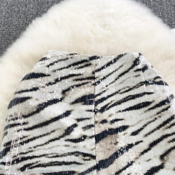 QNI Leopard Print Sequin Shorts for Women - Y2K Style