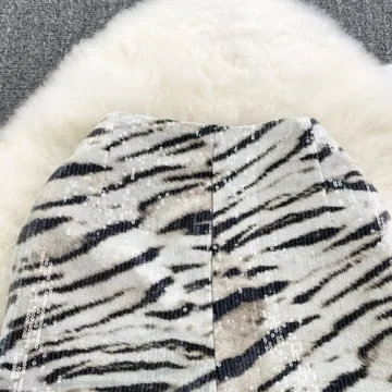 QNI Leopard Print Sequin Shorts for Women - Y2K Style