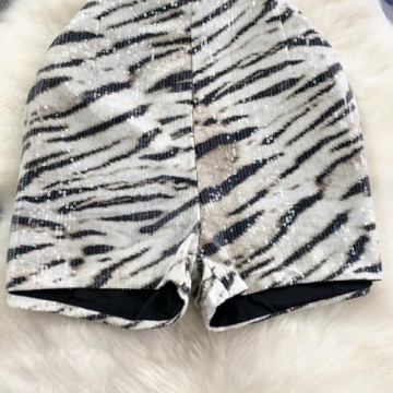 QNI Leopard Print Sequin Shorts for Women - Y2K Style