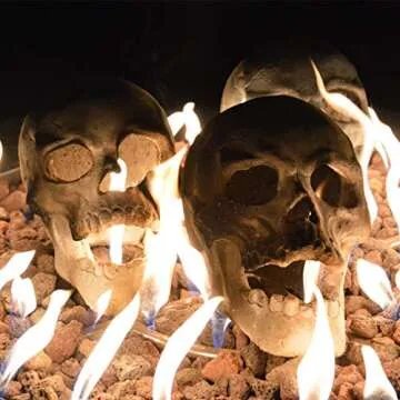 Stanbroil Skull Gas Log for Fireplaces and Fire Pits