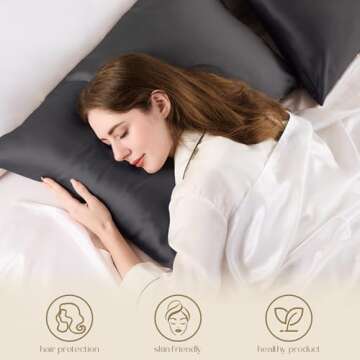 ZIMASILK 100% Pure Mulberry Silk Pillowcase for Hair and Skin Health,Soft and Smooth,Both Sides Premium Grade 6A Silk,600 Thread Count,with Hidden Zipper,1pc (Queen 20''x30'',Space Grey)
