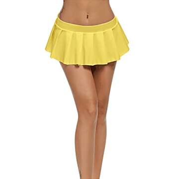 Solid Short Skirt Low Waiste Sexy Classy Pleated Athletic High Waist Plus Size Skirts for Women Modest Beach Skirt Yellow