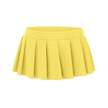 Solid Short Skirt Low Waiste Sexy Classy Pleated Athletic High Waist Plus Size Skirts for Women Modest Beach Skirt Yellow