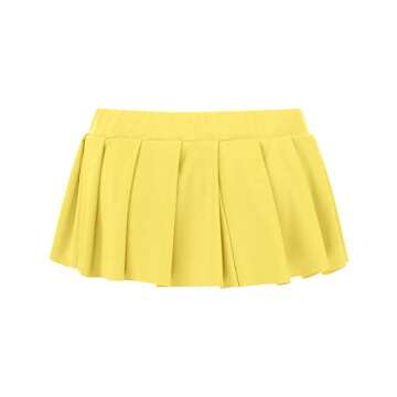Solid Short Skirt Low Waiste Sexy Classy Pleated Athletic High Waist Plus Size Skirts for Women Modest Beach Skirt Yellow