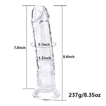 8.66 Inch Realistic Dildo, Clear Dildo with Suction Cup for Women Masturbator G Spot Clit Vaginal St...