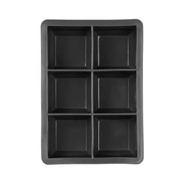 Tovolo King Cube Ice Tray (Charcoal) - Reusable & Large Silicone Molds for Whiskey, Cocktails, Coffee, Bartender Accessories, & Smoothies / BPA-Free & Dishwasher-Safe