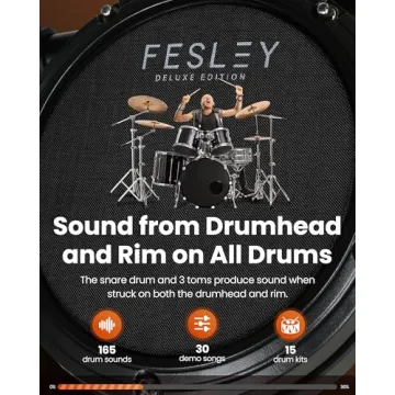 Fesley Electric Drum Set with Mesh Pads and Accessories