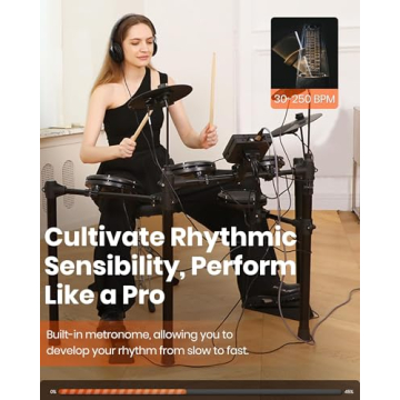 Fesley Electric Drum Set with Mesh Pads and Accessories