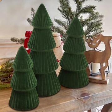 Velvet Christmas Trees Modern Holiday Decor Elegant Set
