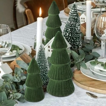 Velvet Christmas Trees Modern Holiday Decor Elegant Set