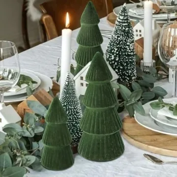 Velvet Christmas Trees Modern Holiday Decor Elegant Set