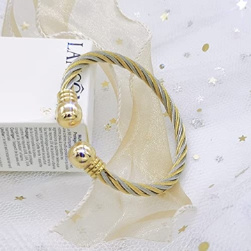 Elegant Tiyad Golden Silver Twisted Bracelet for Women