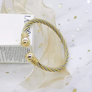 Elegant Tiyad Golden Silver Twisted Bracelet for Women