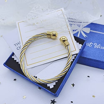Elegant Tiyad Golden Silver Twisted Bracelet for Women