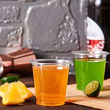 Lilymicky 500 PACK 2 oz Plastic Shot Glasses, 2 Ounce Clear Disposable Party Cups for Vodka, Whiskey, Tequila, Mini Plastic Containers for Sauce, and Sample Tasting