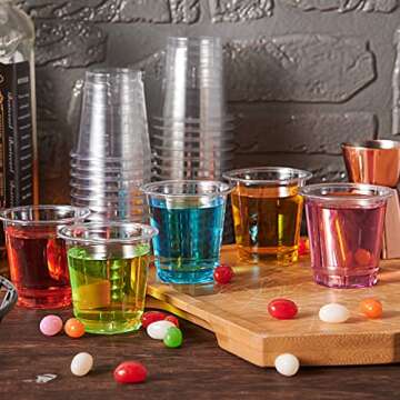 Lilymicky 500 PACK 2 oz Plastic Shot Glasses, 2 Ounce Clear Disposable Party Cups for Vodka, Whiskey, Tequila, Mini Plastic Containers for Sauce, and Sample Tasting