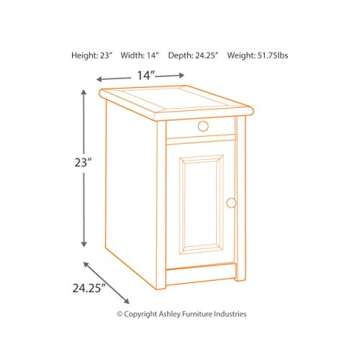 Signature Design by Ashley Ashley Furniture Signature Design-Bolanburg Chairside End Table, 14"W x 24"D x 23"H, Whitewash
