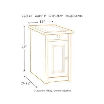 Signature Design by Ashley Ashley Furniture Signature Design-Bolanburg Chairside End Table, 14"W x 24"D x 23"H, Whitewash