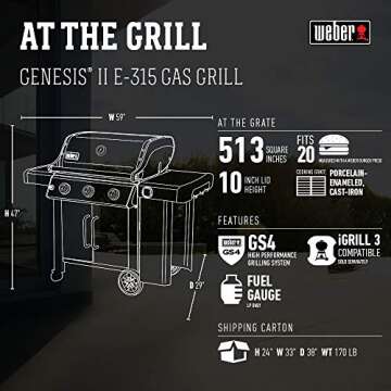 Weber Genesis II E-315 3-Burner Liquid Propane Grill, Black