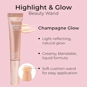 MCoBeauty Highlight & Glow Beauty Wand, Champagne Glow, Luminous Highlight for Radiance Skin, Vegan, Cruelty Free Cosmetics