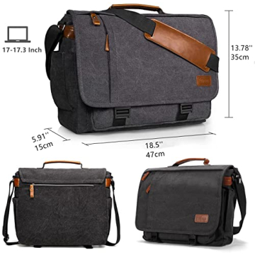 ESTARER 17" Laptop Messenger Bag - Water-resistant Grey Bag