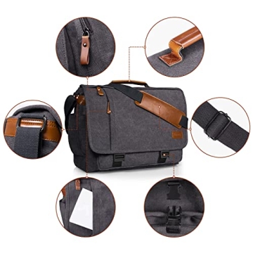 ESTARER 17" Laptop Messenger Bag - Water-resistant Grey Bag
