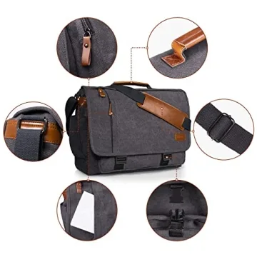 ESTARER 17" Laptop Messenger Bag - Water-resistant Grey Bag