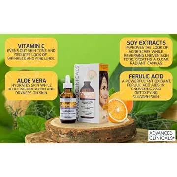 Advanced Clinicals Vitamin C Body Lotion + Potent Vitamin C Serum 2pc Bundle | Face Serum & Body Cream Brightening Skin Care Set & Kits For Wrinkles, Dark Spots, Dry Skin, & Uneven Skin Tone, 2-Pack
