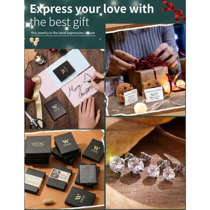 5 Pairs Hypoallergenic CZ Stud Earrings Stainless Steel