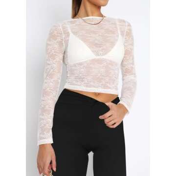 Trendy INFITTY Women's Floral Lace Crop Top for All Occasions