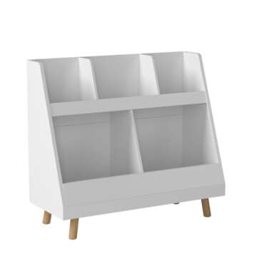 Haotian KMB19-W, Children Kids Bookcase with 5 Compartments, Storage Book Shelf, Storage Display, Rack, Organizer, Holder