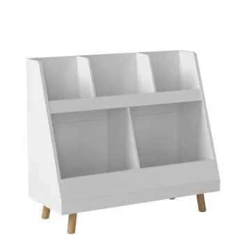 Haotian KMB19-W, Children Kids Bookcase with 5 Compartments, Storage Book Shelf, Storage Display, Rack, Organizer, Holder