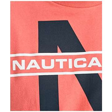 Nautica mens Short Sleeve 100% Cotton Classic Logo-series Graphic-tee Polo Shirt, Sailor Red, Large US