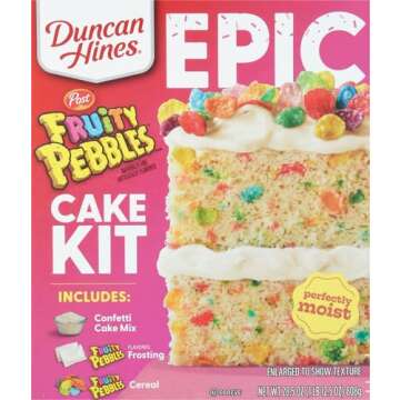 Duncan Hines Epic Fruity Pebbles Cake Mix Kit, 28.5 oz, 1 Count