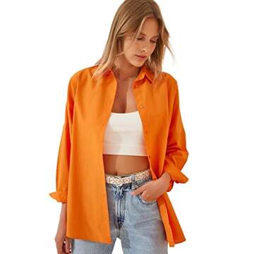 BIG DART Oversized Button Down Shirts for Women, Dressy Casual Long Sleeve Blouses Summer Tops Tunic...