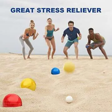 Bocce Balls Set 90mm for Backyard Lawn Beach Outdoor Family Bocci Yard Game for Kids, Set of 8 Polyresin Bochie Ball, 1 Pallino, Carrying Bag, Measuring Rope (Red/Yellow/Green/Blue, 2-8 players)