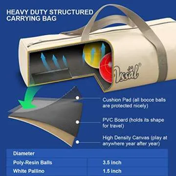 Bocce Balls Set 90mm for Backyard Lawn Beach Outdoor Family Bocci Yard Game for Kids, Set of 8 Polyresin Bochie Ball, 1 Pallino, Carrying Bag, Measuring Rope (Red/Yellow/Green/Blue, 2-8 players)