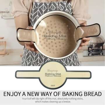 Silicone Bread Sling for Dutch Oven,Specially Selected Platinum Silicone,8.3 Inch Baking Mat Reusable Silicone Baking Sheets,Heat Resistant Dutch Oven Liners for Placing Sourdough Bread (Grey-B)