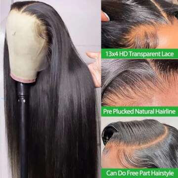 ONETIDE 13x4 Lace Front Wigs Human Hair 24 Inch Straight Lace Frontal Wigs Brazilian Virgin Hair for Women Pre Plucked with Baby Hair 180% Density Natural Color 24 Inch