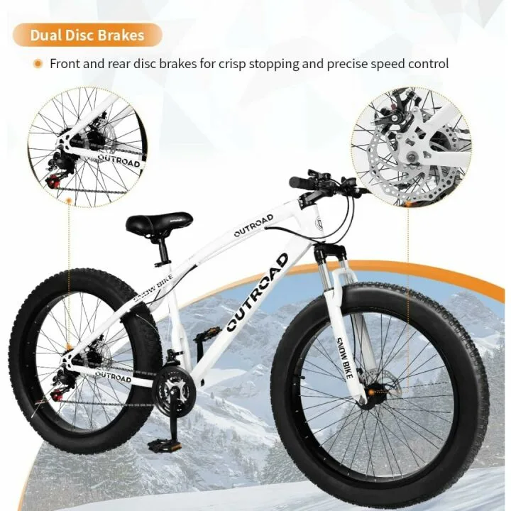 PanAme 26" Fat Tire Mountain Bike with 21 Speeds
