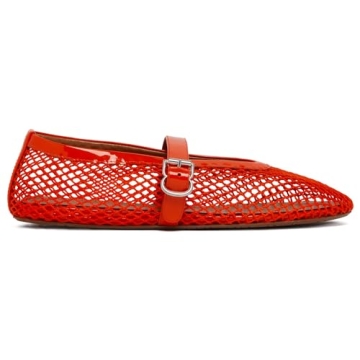 VOLEECE Women's Mesh Ballet Flats Buckle Strap Comfortable Ballerina Shoes Ladies Clear Fishnet Wide...