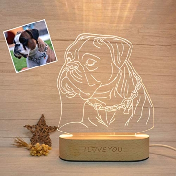 Magic Lunar Romantic Custom 3D Photo Lamp Glass Night Light Handmade Drawing Minimalist Line Art Picture Engraving Illusion Light Up Sign Plaque with Wood Stand, Anniversary Valentines Birthday Gift