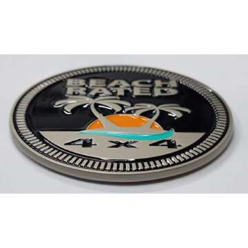 Badge Glow Beach Rated 4x4 Metal Automotive Badge Specifically Designed for The Jeep Wrangler Cherok...